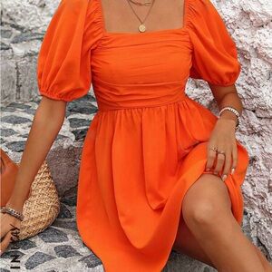 SHEIN pleated square neck dress